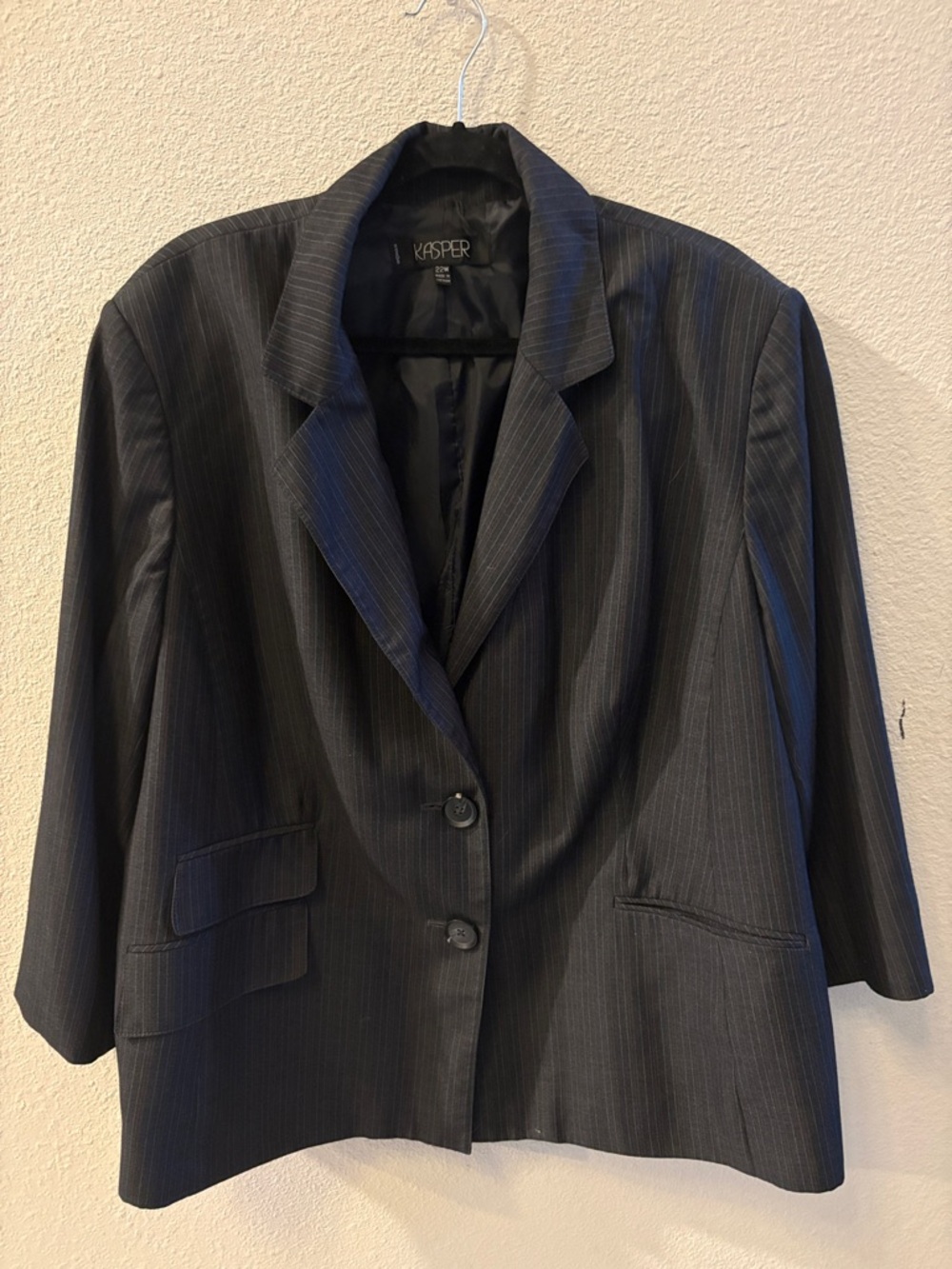 Kasper Women's Dark Pinstripe Blazer in Grey